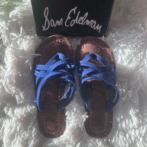 Used Sam Edelman little girls Strappy Sailor Blue Sandals size 12